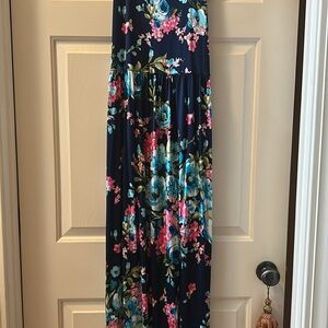 Floral Women's Skirt - Blue and Pink